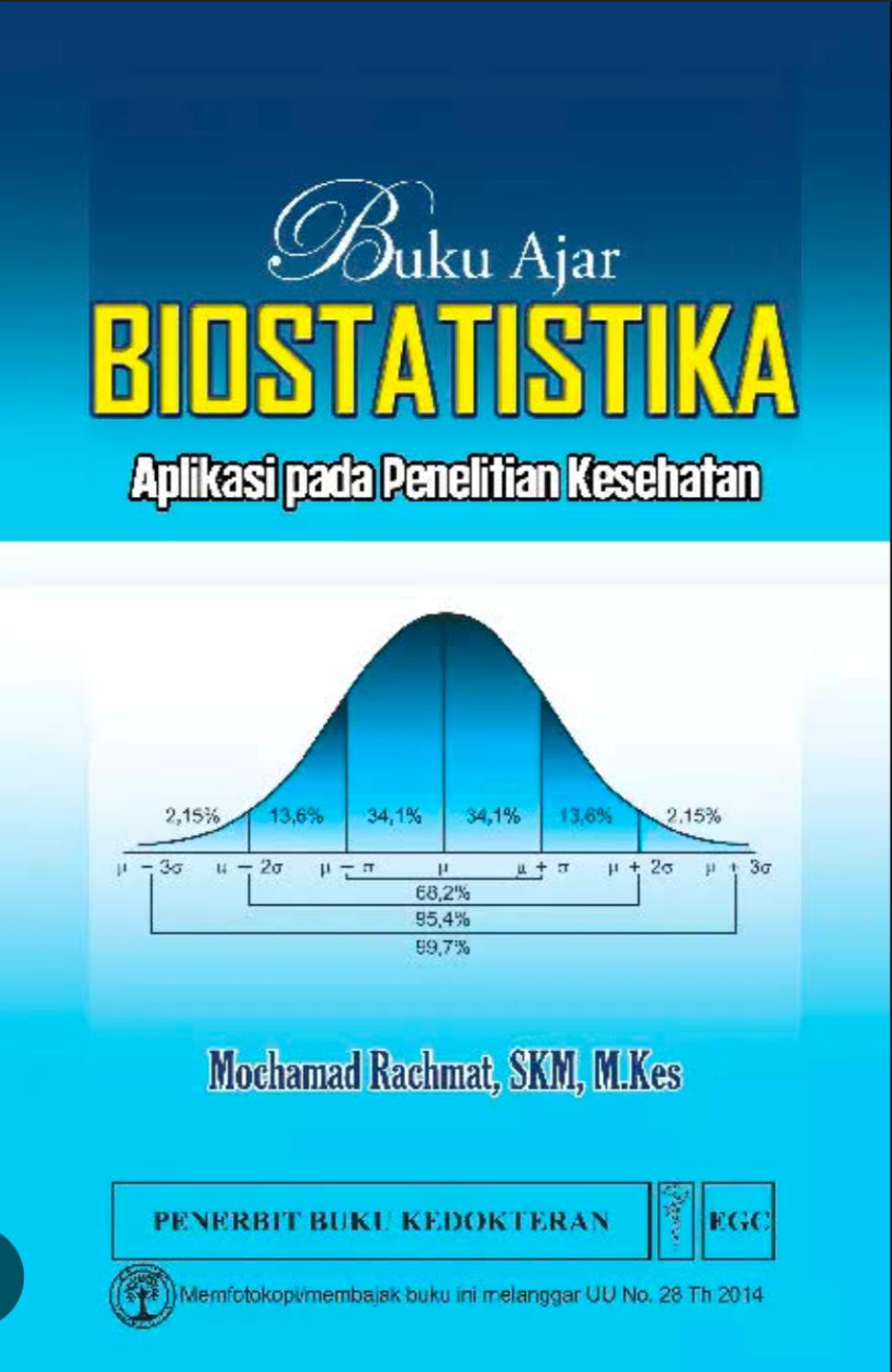 BUKU AJAR BIOSTATISTIKA ; APLIKASI PADA PENELITIAN KESEHATAN